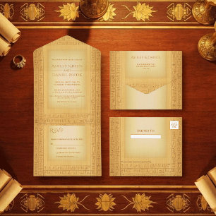 Faire-part de mariage égyptien Motifs hiéroglyphiq