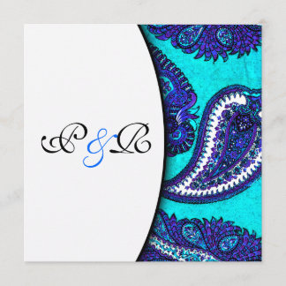 Faire-part de mariage électrique Aqua Paisley