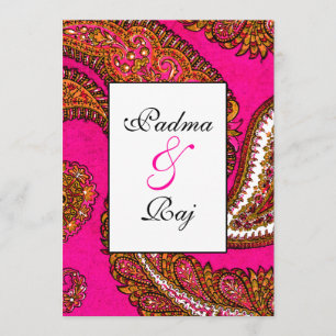 Faire-part de mariage électrique Fuscia Paisley