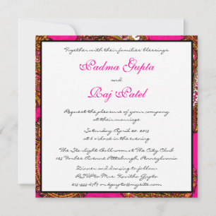 Faire-part de mariage électrique Fuscia Paisley