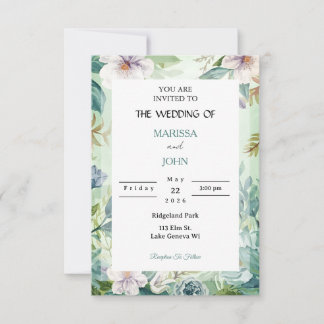 Faire-part de mariage Élégance du jardin de menthe