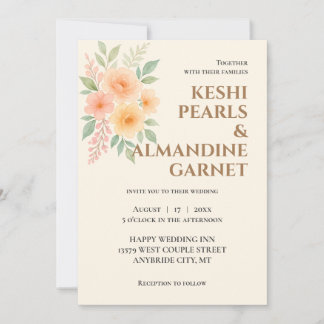 Faire-part de mariage élégant à l'aquarelle floral