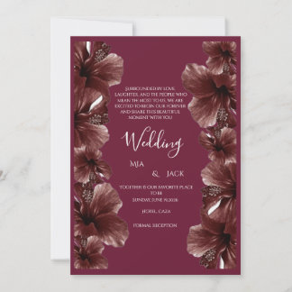 Faire-part de mariage élégant à l'Hibiscus Bourgog