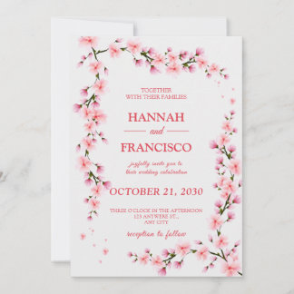 Faire-part de mariage élégant aux fleurs de cerisi