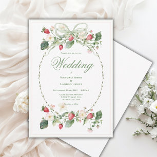 Faire-part de mariage élégant aux fraises magnifiq