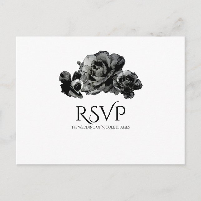 Faire-part de mariage élégant aux roses à l'aquare (Devant)