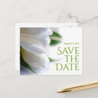 Faire-part de mariage élégant aux tulipes blanches