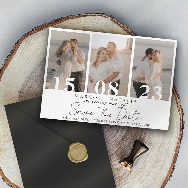 Faire-part de mariage élégant avec collage de phot (Créateur téléchargé)