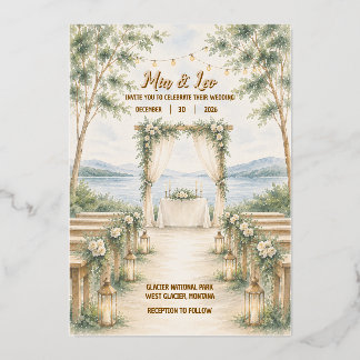 Faire-part de mariage élégant avec feuille d'alumi