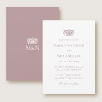 Faire-part de mariage élégant avec monogramme orné