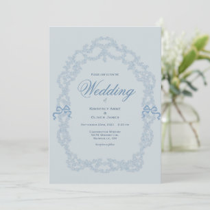 Faire-part de mariage élégant bleu vintage