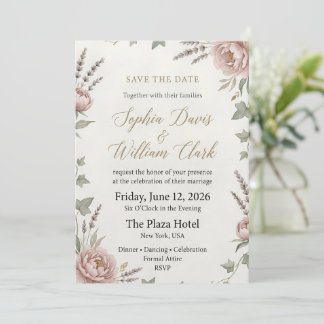 Faire-part de mariage Élégant Blush Peony