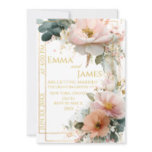 Faire-part de mariage élégant Boho à fleurs sauvag