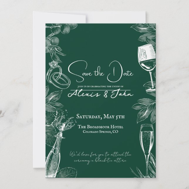 Faire-part de Mariage Élégant Carte de sauvegarde  (Devant)
