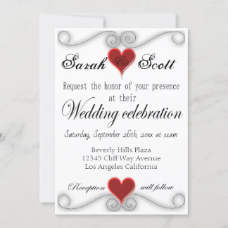FAIRE-PART DE MARIAGE Élégant Coeur rouge moderne