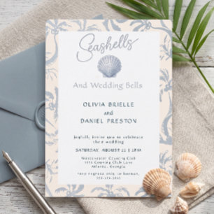 Faire-part de mariage élégant coquillage côtier