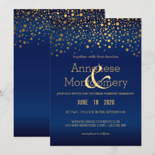 Faire-part de mariage élégant de bleu marine de