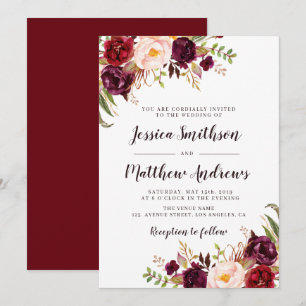 Faire-part de mariage élégant de Bourgogne