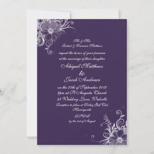 Faire-part de mariage élégant de fleur pourpre et