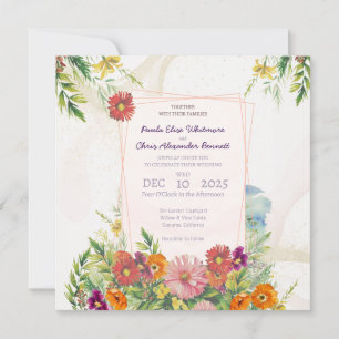 Faire-part de mariage élégant de jardin de fleurs