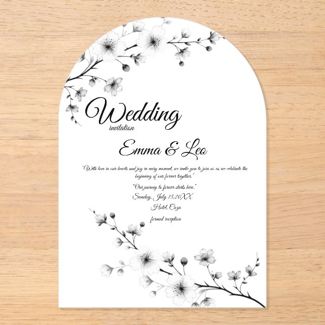 Faire-part de mariage élégant en forme d'arche ave (Recto)