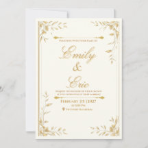Faire-part de mariage élégant en or - Gold Whisper