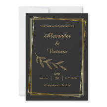 Faire-part de mariage élégant et minimaliste en or