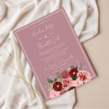 Faire-part de mariage élégant floral bordeaux rose