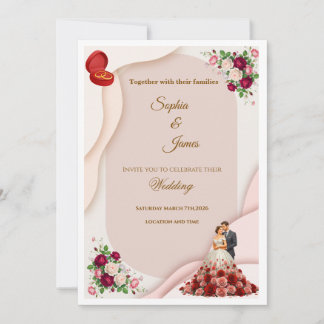 Faire-part de mariage élégant floral pour la marié