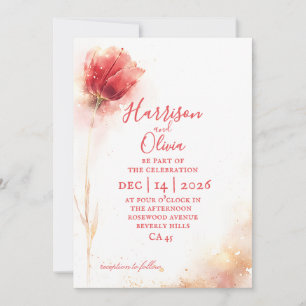 Faire-part de mariage élégant floral tulipe rose p