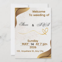 Faire-part de mariage élégant Gold Wave | Luxe dou