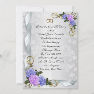 Faire-part de mariage élégant lavande et roses ble