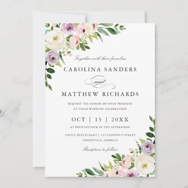 Faire-part de mariage élégant moderne romantique (Devant)