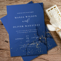 Faire-part de mariage élégant Navy Gold, Minimalis