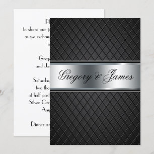 Faire-part de mariage, élégant noir et argent