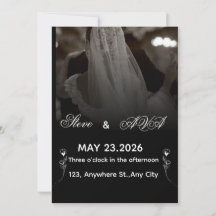 Faire-part de mariage élégant noir et blanc