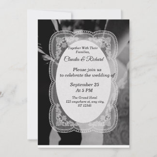 Faire-part de mariage élégant noir et blanc