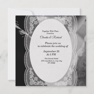 Faire-part de mariage élégant noir et blanc