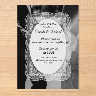 Faire-part de mariage élégant noir et blanc