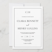 Faire-part de mariage élégant noir et blanc minima