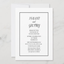 Faire-part de mariage élégant noir et blanc simple