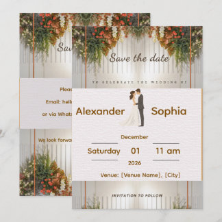Faire-part de mariage élégant | Noms et date modif