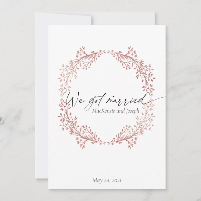 Faire-part de mariage élégant 'Nous sommes mariés' (Devant)