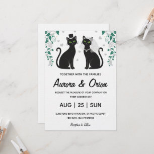 Faire-part de mariage élégant pour chat noir
