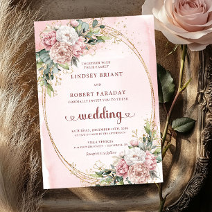 Faire-part de mariage élégant Rose Gold Botanical