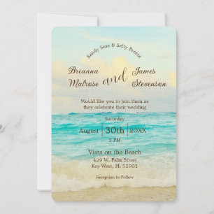 Faire-part de mariage élégant sur la plage
