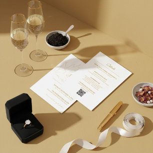 Faire-part de mariage élégant tout en un en or Col