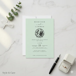 Faire-part de mariage élégant vert sauge éthéré