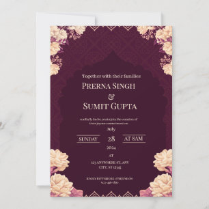 Faire-part de mariage élégant violet foncé