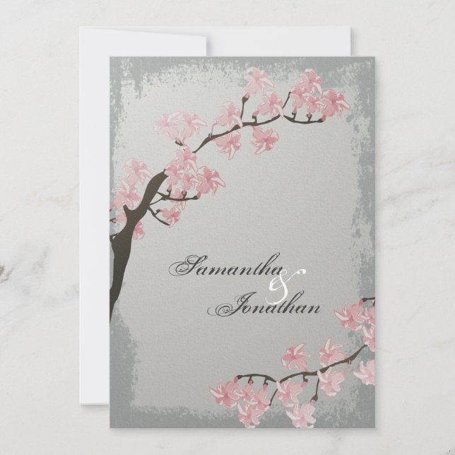Faire-part de mariage - Élégante floraison de ceri (Devant)